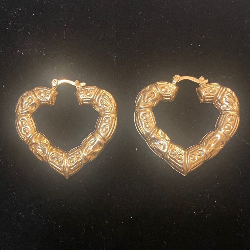 Gold Heart Hoop Earrings